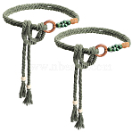 2Pcs Handmade Weaving Cotton Tie Knot Waist Chain Belts for Women Ladies Dress, Dark Green, 1400x10mm(AJEW-CP0010-57)