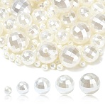 ABS Plastic Imitation Shell Pearl Beads, Round, Faceted, Seashell Color, 6~20mm, Hole: 1.2~2mm(KY-CJ0002-05)