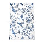 Chinoiserie Floral Printed Plastic Gift Storage Tote Bags, Party Favor Bags with Die-Cut Handles, Rectangle, Cornflower Blue, 25x16.5x0.01cm, about 50pcs/bag(PL-CBAAD12-02)