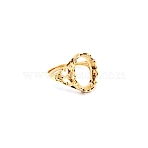 Adjustable Brass Finger Ring Components, 4 Claw Prong Ring Settings, Oval, Matte Gold Color, US Size 7 1/2(17.7mm), Tray: 16x11.5mm(FIND-WH0110-003E)