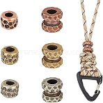 6Pcs 6 Style Outdoor EDC Tool Titanium Brass Parachute Rope European Beads, Large Hole Beads, Column, Mixed Color, 11.5~13.5x10.5~12.5mm, Hole: 5~6mm, 1pc/style(FIND-NB0004-98)