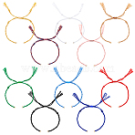 10Pcs 10 Colors Braided Cotton Cord Bracelet Making, with Golden Tone Brass Jump Rings, Mixed Color, 6-3/4~10-3/8 inch(17~26.5cm), 1pc/color(MAK-UN0001-66)