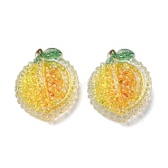 Fruit Transparent Epoxy Resin Decoden Cabochons, with Paillettes, Lemon, 21.5x18.5x8.5mm(CRES-I030-23C)