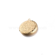 Stainless Steel Locket Pendants, Flat Round with Flower, Golden, 31x26x2.25mm(PW-WG0EE62-01)