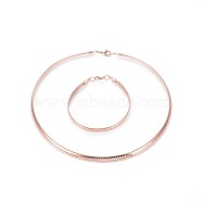 304 Stainless Steel Choker Necklaces and Bangles Jewelry Sets, with Lobster Claw Clasps, Rose Gold, 8-1/4 inch~8-3/8 inch(21~21.2cm), 17.8 inch~17.9 inch(45.2~45.4cm), 6mm(SJEW-L144-A01-RG)