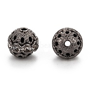 Brass Rhinestone Beads, Grade A, Round, Gunmetal, Clear, Size: about 10mm in diameter, hole: 1.2mm(RB-H041-12)