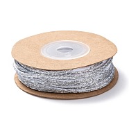 Polyester Christmas Glitter Twisted Cord Rope, for DIY Gift Packaging Party Decor, Silver, 2mm, about 10 yards/roll(NWIR-P020-A02)