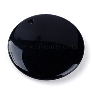Natural Obsidian Pendants, Flat Round, 44~45x7~9mm, Hole: 2mm(X-G-Q458-20)