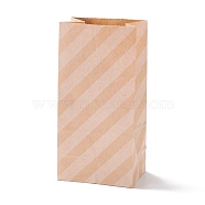 Rectangle Kraft Paper Bags, None Handles, Gift Bags, Stripe Pattern, BurlyWood, 9.1x5.8x17.9cm(CARB-K002-05A-01)