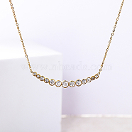 Stainless Steel Pendant Necklaces, Flat Round, Golden, 17.72 inch(45cm)(KE4254)