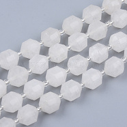 Natural White Jade Beads Strands, Round, Faceted, 8~9x10mm, Hole: 1.2mm, about 33~35pcs/strand, 15.16inch(38.5cm)(G-R482-33B-10MM)