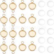 DIY Flat Round Link Connector Making Kits, Including 40Pcs 304 Stainless Steel Cabochon Connector Settings, 40Pcs Transparent Glass Cabochons, Golden & Stainless Steel Color, Link Settings: 40pcs/set(DIY-UN0002-91)