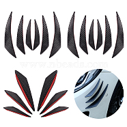 Carbon Fiber Front Bumper Side Spoilers, Diffuser Shark Fin Set, for Car Spoiler Wing, Black, 132~200x25~36x16~18mm, 3 pairs/set(FIND-WH0037-11)