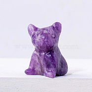 Natural Lepidolite Dog Figurine Display Decorations, Energy Stone Ornaments, 20x30mm(G-PW0007-017G)