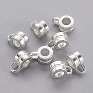 ALloy Tube Bails, Loop Bails, Bail Beads, Column, Silver, 9x6x4mm, Hole: 1.8mm, Inner Diameter: 3mm(FIND-TAG0001-04)
