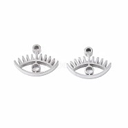201 Stainless Steel Charms, Eye, Stainless Steel Color, 8x11x1mm, Hole: 1mm(STAS-N095-070)