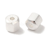 Brass Beads, Lead Free & Cadmium Free, Hexagon, 925 Sterling Silver Plated, 4x4.5x4mm, Hole: 1.2mm(KK-K383-23S)