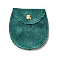 Velvet Jewelry Storage Pouches, Oval Jewelry Bags with Golden Tone Snap Fastener, for Earring, Rings Storage, Teal, 8.3x7.7x0.8cm(ABAG-C003-01A-02)