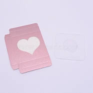 Paper Folding Boxes, Empty Eyelash Packaging Box, with Clear Window, Square, Pink, 7.2x7.2x1.5cm(CON-WH0072-48E)