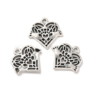 Tibetan Style Alloy Pendants, Heart with Hand Charm, Antique Silver, 20x20.5x2mm, Hole: 1.6mm, about 284pcs/500g(TIBE-B001-63AS)