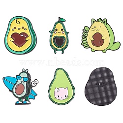 5Pcs 5 Style Avocado Enamel Pins, Electrophoresis Black Plated Zinc Alloy Fruit Badges for Backpack Clothes, Mixed Color, 27~31x16.5~31x1.5~11mm, Pin: 1mm, 1Pc/style(JEWB-SZ0001-72)