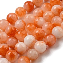 Natural Dyed Yellow Jade Beads Strands, Round, Dark Orange, 8.5mm, Hole: 1mm, about 46pcs/strand, 14.96''(38cm)(G-Q160-A01-01G)