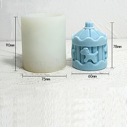 3D Merry Go Round DIY Food Grade Silicone Candle Molds, Aromatherapy Candle Moulds, Scented Candle Making Molds, White, 7.5x9cm(PW-WG79364-01)