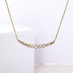 Stainless Steel Pendant Necklaces, Flat Round, Golden, 17.72 inch(45cm)(KE4254)