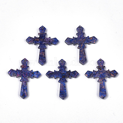 Cellulose Acetate(Resin) Pendants, Cross, DarkSlate Blue, 34.5x26.5x2.5mm, Hole: 1.4mm(X-KY-S158-24E)