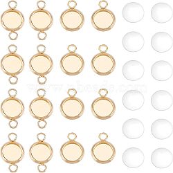 DIY Flat Round Link Connector Making Kits, Including 40Pcs 304 Stainless Steel Cabochon Connector Settings, 40Pcs Transparent Glass Cabochons, Golden & Stainless Steel Color, Link Settings: 40pcs/set(DIY-UN0002-91)