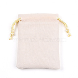 Velvet Packing Pouches, Drawstring Bags, Beige, 9.2~9.5x7~7.2cm(TP-I002-7x9-02)