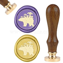 DIY Scrapbook, Brass Wax Seal Stamp and Wood Handle Sets, Animal Pattern, 83x22mm, Head: 7.5mm, Stamps: 25x14.5mm(AJEW-WH0131-024)