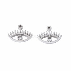 Non-Tarnish 201 Stainless Steel Charms, Eye, Stainless Steel Color, 8x11x1mm, Hole: 1mm(STAS-N095-070)