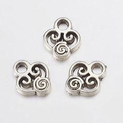 Alloy Charms, Heart, Lead Free and Cadmium Free, Antique Silver, about 10mm long, 8mm wide, 2mm thick, hole: 1.5mm(X-EA10673Y)