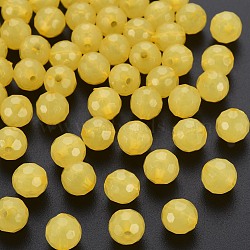 Transparent Acrylic Beads, Dyed, Faceted, Round, Gold, 8x7.5mm, Hole: 1.6mm, about 1810pcs/500g(TACR-S154-62E-07)