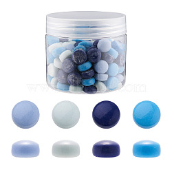 Glass Cabochons, Mosaic Tiles, for Home Decoration or DIY Crafts, Flat Round, Blue, 12x5mm, 156pcs/box(GLAA-TA0001-14D)