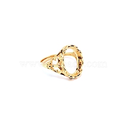 Adjustable Brass Finger Ring Components, 4 Claw Prong Ring Settings, Oval, Matte Gold Color, US Size 7 1/2(17.7mm), Tray: 16x11.5mm(FIND-WH0110-003E)