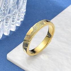 304 Stainless Steel Sun Shin Finger Ring for Women, Real 18K Gold Plated, 4mm, Inner Diameter: 18mm(RJEW-B109-04G)