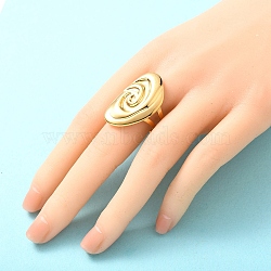 304 Stainless Steel Cuff Rings, Real 18K Gold Plated, Conch, 30.5x19mm, Inner Diameter: Adjustable(RJEW-E437-01G-04)