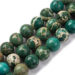 Dyed Natural Regalite/Imperial Jasper/Sea Sediment Jasper Beads Strands, Round, Dark Green, 10mm, Hole: 1.2mm, about 19pcs/strand, 7.48''(19cm)(G-B124-C03-04)