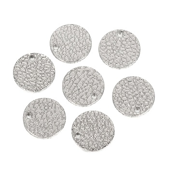 304 Stainless Steel Charms, Textured, Laser Cut, Flat Round, Stainless Steel Color, 12x1mm, Hole: 1.4mm