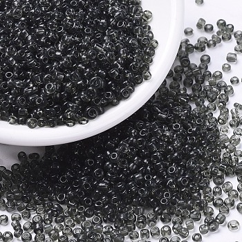 8/0 Glass Seed Beads, Transparent, Round, Gray, 3mm, Hole: 1mm, about 1097pcs/50g