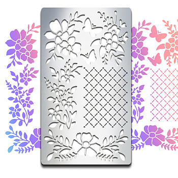 Retro Stainless Steel Metal Cutting Dies Stencils, for DIY Scrapbooking/Photo Album, Decorative Embossing DIY Paper Card, Matte Stainless Steel Color, Flower, 177x101x0.5mm
