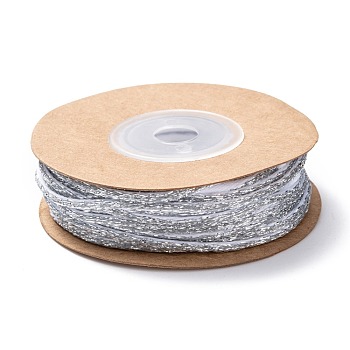 Polyester Christmas Glitter Twisted Cord Rope, for DIY Gift Packaging Party Decor, Silver, 2mm, about 10 yards/roll