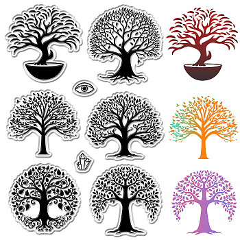 Custom PVC Plastic Clear Stamps, for DIY Scrapbooking, Photo Album Decorative, Cards Making, Stamp Sheets, Film Frame, Tree, 160x110x3mm