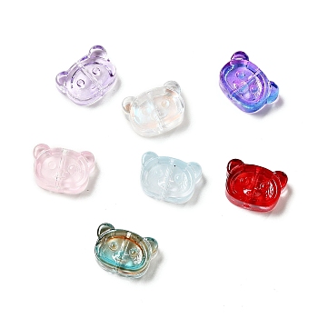 Spray Painted Transparent Glass Beads, Bear, Mixed Color, 10x14.5x5mm, Hole: 1.2mm