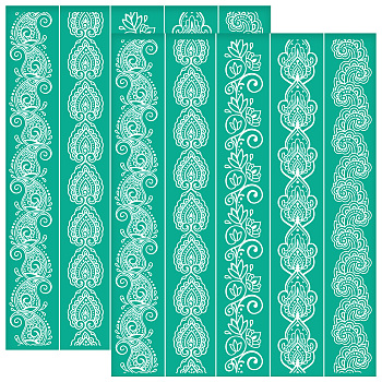 Self-Adhesive Silk Screen Printing Stencils, for Painting on Wood, DIY Decoration T-Shirt Fabric, Turquoise, Mixed Shapes, 220x280mm
