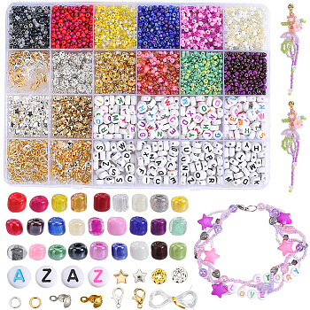 DIY Round Glass Seed Beads Bracelets Making Kits, Mixed Color, 3~12x0.6~7x0.6~3.5mm, Hole: 1~4mm
