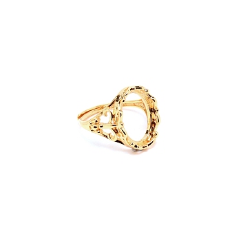 Adjustable Brass Finger Ring Components, 4 Claw Prong Ring Settings, Oval, Matte Gold Color, US Size 7 1/2(17.7mm), Tray: 16x11.5mm