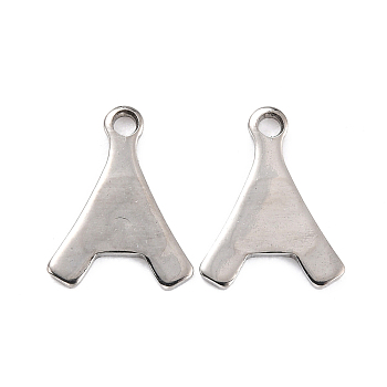 201 Stainless Steel Charms, Eiffel Tower, Stainless Steel Color, 11x8.5x0.8mm, Hole: 1.2mm